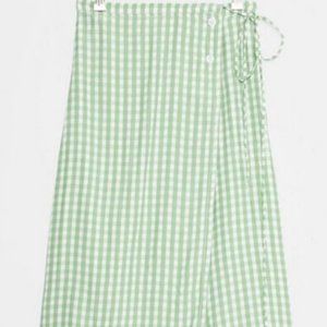Faithfull the Brand Green Gingham Jenesse Milana Wrap Skirt for Anthropologie
